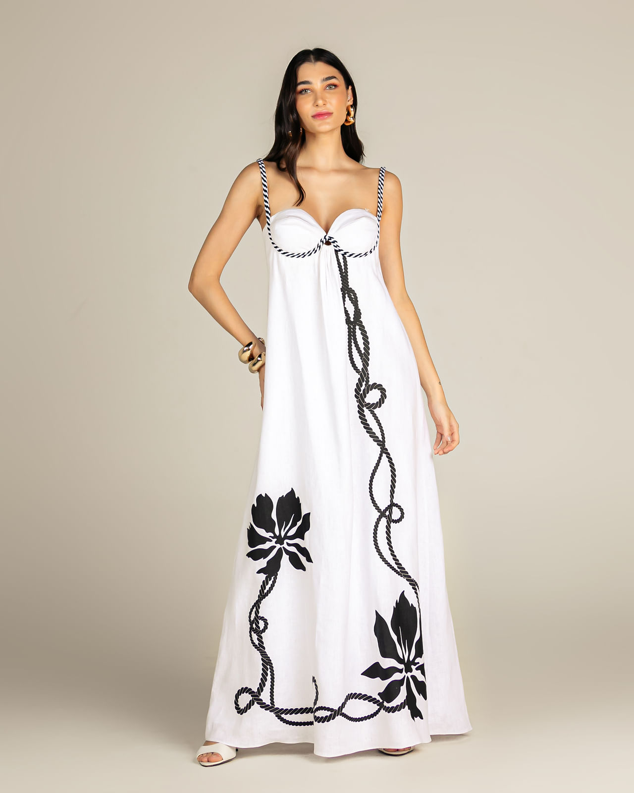 Vestido Longo Branco Estampado Vestido Longo Branco Floral Clearance