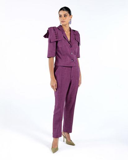 Conjunto Alfaiataria Roxo Blazer e Calça - annefernandes